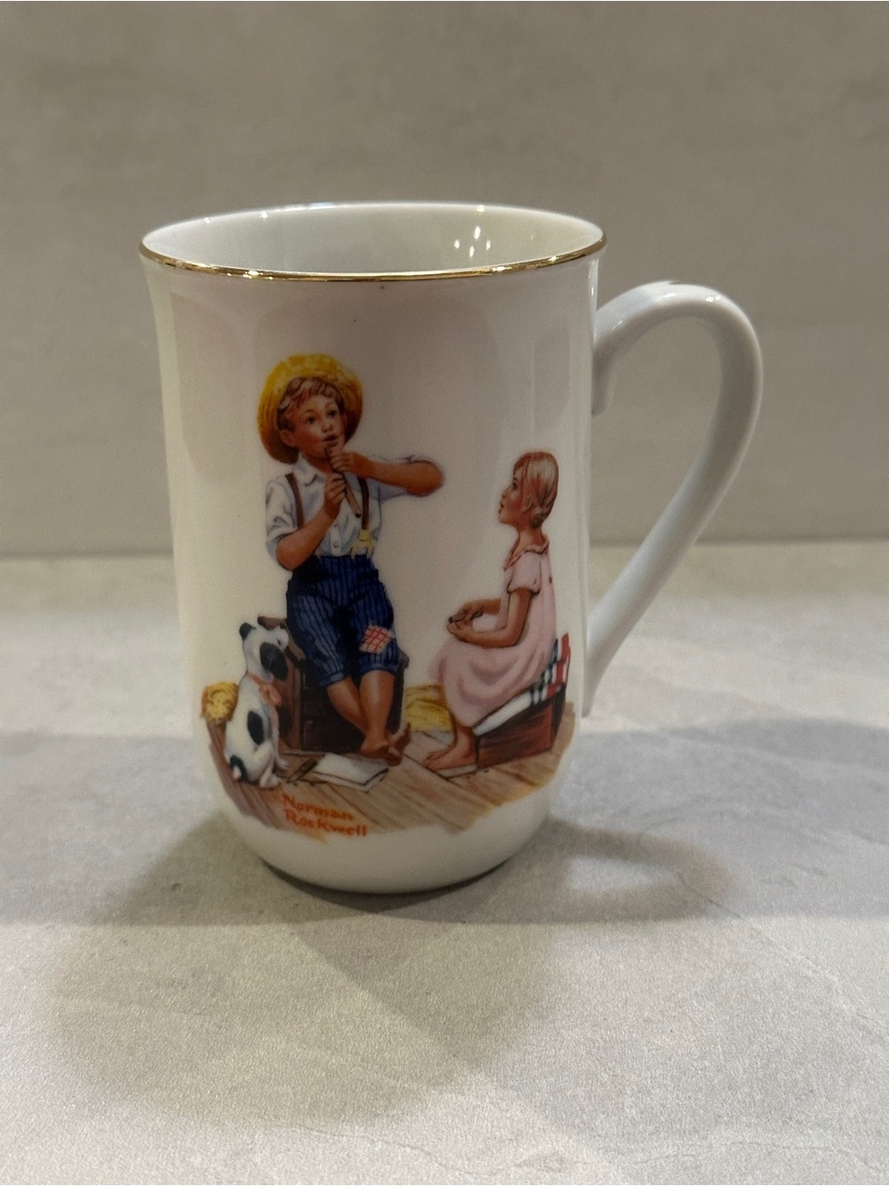Vintage 1983 Norman Rockwell "Music Master" Porcelain With Gold Trim Mug Cup